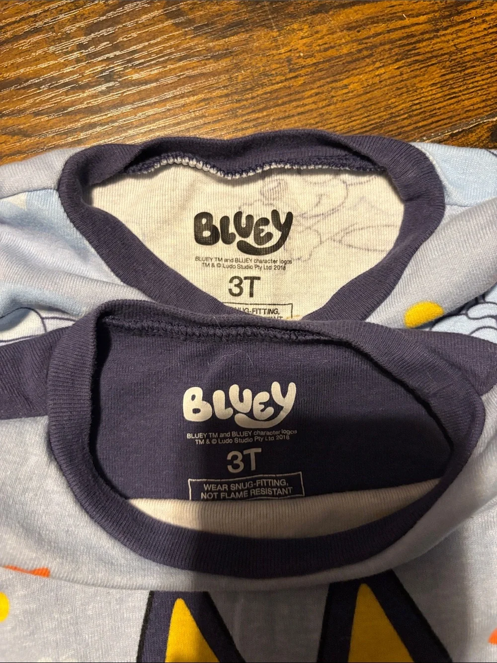 Bluey Kids Pajama Set - Light Blue & Navy with Yellow Accents